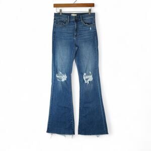 Altar'd State Jeans Womens 7/W28 (28x31) Distressed Flare High Rise Raw Hem